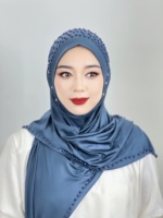 Foulards En Gros de Haute Qualité pour Femmes, Couleurs Unies avec Perles, Traditionnels, Conservateurs, Moyen-Orient, Doubaï