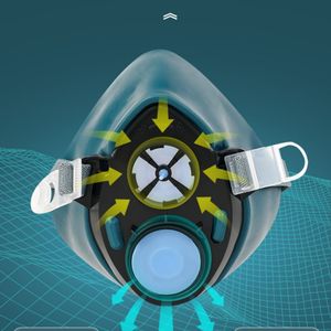 Masker & respirator tangki Filter tunggal silikon nyaman, masker Gas setengah wajah karbon aktif dengan nilai iodium tinggi - Product Image 3