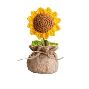 Sac porte-bonheur au crochet fait main, petite plante en pot, décoration d'intérieur, fil à tricoter, produit fini, décoration rose - Product Image 5