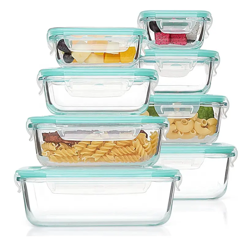 8er Pack High Boro silicate Glass Lebensmittel behälter mit Deckel, auslaufs ichere Glas aufbewahrung sbox Glass Meal Prep Containers Luftdichter Deckel