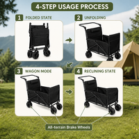 Chariot de camping d'extérieur avec capacité de charge de 150 kg, cadre pliable et fonction de repos inclinable