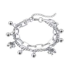 Fasion Couple Jewelry Set Wholesale Pendant Charms Bracelet Women Link Chain Korean Silver Bangle