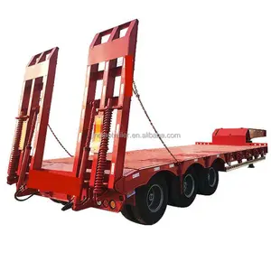 High Quality 3 4 Axle 60 Tons 100Ton Heavy Duty Extendable Lowboy Loader Lowbed Low Bed Truck Semi Trailer