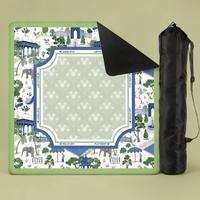 Tapis de jeu de mahjong américain artistique de luxe, imprimé floral et animalier pastel, en néoprène pliable, doux au toucher, silencieux pour le jeu