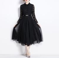 Droma Nouveau Design Mesh Patchwork Lace Fashion Women's Clothing Sexy Casual Dresses Elegant Dress for Mature Woman