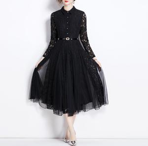 Droma Nouveau Design Mesh Patchwork Lace Fashion Women's Clothing Sexy Casual Dresses Elegant Dress for Mature Woman - Product Image 3