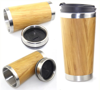 Tasse à café en bambou naturel personnalisable, flacons d'eau, en acier inoxydable 450, sous vide, avec couvercle sans BPA, de 18/8 ml/16OZ