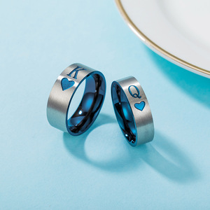 Popular yunnique style KING QUEEN <b>couple</b> titanium steel <b>rings</b>, geometric, unique, creative, and simple jewelry. - Product Image 2