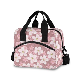 Sac isotherme portable pour le déjeuner, imprimé fleurs de cerisier personnalisées, pour femme, idéal pour le bureau - Product Image 1