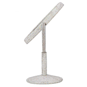 Fábrica al por mayor 5D diamante pintura espejo dos caras cristal mano maquillaje espejo con material de cristal de diamantes de imitación - Product Image 5