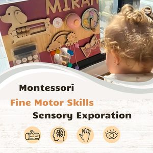 Tavola delle Attività Montessori in Legno Colorata con Ingranaggi a Manovella Fai-da-Te, Giocattoli per l'Educazione Precoce dei Bambini - Product Image 3
