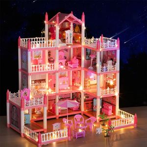 Bricolage pour enfants princesse maison de poupée cadeau d'anniversaire pour petites filles Mini jouet Simulation scène rêve château Villa lumière plastique - Product Image 4