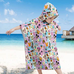 Serviettes à capuche pour enfants, design de dessin animé personnalisé, douces et absorbantes, peignoir de bain pour garçons et filles, poncho de bain pour bébés et tout-petits, serviette de plage - Product Image 1