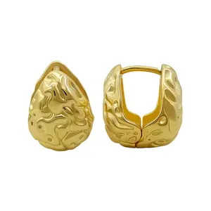 Hübliches Design Großhandel Messing-Ohrringe mit vergoldetem Tropfenförmigen Stecker-Ohrringe Modeschmuck für Damengeschenk