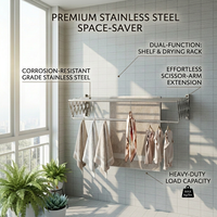 Étagères de salle de bain pliables résistantes à la rouille, en acier inoxydable 201, montage mural, séchoir à linge rétractable, porte-serviettes réglable