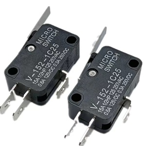<span class=keywords><strong>Micro</strong></span>-interrupteur à contact plastique noir SPDT V-152-1C25, <span class=keywords><strong>220V</strong></span> AC 12VDC 15A IP11, 30000 cycles, température de fonctionnement -25°C +85°C - Product Image 1