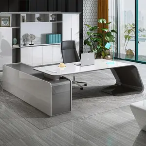 Modern High-end Luxury Boss Office Furniture l shape Executive Manager Ceo Office Furniture home Office Desk With Side Cabinet