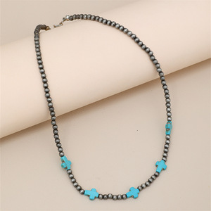 Venta caliente collar de cuentas de turquesa Retro turquesa Cruz empalmado <span class=keywords><strong>Navajo</strong></span> perla collar de moda - Product Image 5