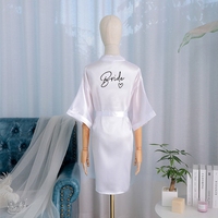 Robe de mariée Hstyle pour femme, kimono en satin, robes de demoiselle d'honneur pour fête de mariage, robes de mariée pour le matin, vêtements de nuit, peignoir HS1702