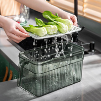 Nouveau Style clair réfrigérateur réfrigérateur organisateur bacs boîtes avec minuterie poignée séparation Drainage conseil couvercle pour le stockage des aliments