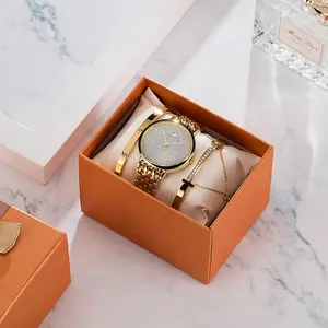 Ensemble montre-bracelet brillante Hifive et bracelet Montre de luxe pour femme Coffret cadeau bijoux pour femme