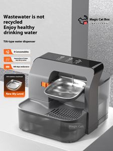 Distributeur d'eau pour <span class=keywords><strong>chat</strong></span> de type verseur écologique distributeur d'eau automatique en plastique non électrique pour animaux de compagnie chiens sépare l'eau propre et sale - Product Image 6