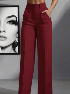 <span class=keywords><strong>Pantalon</strong></span> de travail long <span class=keywords><strong>ample</strong></span> à taille haute plissé décontracté pour femmes, couleur unie froissée vintage européenne américaine 2026 - Product Image 6