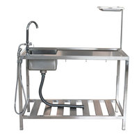 Équipement médical Table de dissection vétérinaire pour la chirurgie des animaux Hauteur réglable multifonction en acier inoxydable avec évier intégré