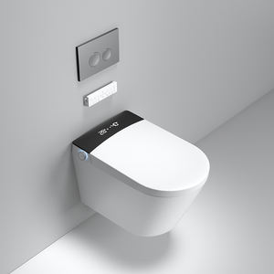 Bidet en céramique allongé pour salle de bain familiale, avec siège chauffant, chasse d'eau automatique, lavage arrière, télécommande, intelligent, mural, siphon en P - Product Image 5