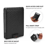 Billetera personalizada de cuero sintético para hombre, billetera minimalista, plegable, con bloqueo RFID