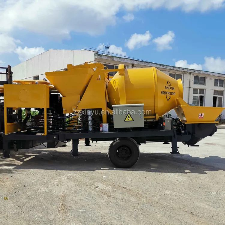 Mini mezcladora de cemento móvil y bomba C3 Mezclador de hormigón diésel con máquina de bomba