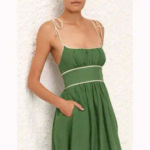 Bettergirl 2024 Women's Linen Dress Elegant Formal & Casual Custom OEM Design With New Frock European Summer Style for Ladies