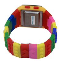 Montre Digitale Rétro en Briques de Construction Style Pixel LCD Mélodie Enfants Étanche Sport Arc-en-ciel