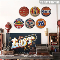 Letrero Metálico Redondo Inspirado en una Marca de Aceite para Motor, Decoración de Pared Estilo Gasolinera Retro para Garaje y Cuarto de Hombre
