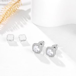 Boucles d'oreilles clous ovales de luxe Jachon en rubis et zircone cubique pour femme, bijoux en zircon et diamant - Product Image 4