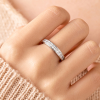 Bague de mariage empilable en argent 925 avec diamant de laboratoire taille princesse 2MM et moissanite, personnalisable, très prisée, pour cadeaux et promesses