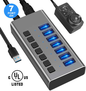 7 Cổng 3.0 Nút Chuyển Đổi USB <span class=keywords><strong>Hub</strong></span> 36W 12V 3A Truyền Dữ Liệu Loại C Nhôm Có Thể Chuyển Đổi Docking Station Cho Máy Tính Bảng Máy Tính Xách Tay - Product Image 1