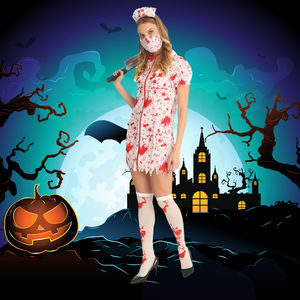 Costume d'infirmière <span class=keywords><strong>zombie</strong></span> sexy pour femmes adultes, Halloween, horreur, sanglant, infirmière <span class=keywords><strong>zombie</strong></span> - Product Image 1