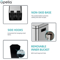 Poubelle de recyclage écologique à pédale pour cuisine, maison, hôtel, grande capacité 15L*2, double compartiment, en acier inoxydable, fermeture lente