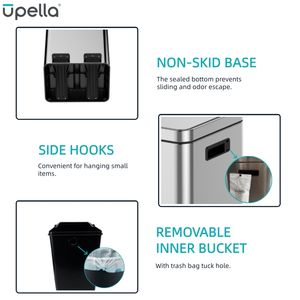 Cubo de <span class=keywords><strong>Basura</strong></span> de Doble Compartimiento de Gran Capacidad (15L*2) para Proyectos de Cocina, Casas de Vacaciones y Hoteles, Contenedor de Residuos con <span class=keywords><strong>Dos</strong></span> <span class=keywords><strong>Compartimentos</strong></span> - Product Image 3