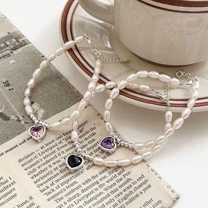 Pulsera Yinruitai S925 de Plata de Ley con Forma de Corazón, con Perla de Agua Dulce y Circonita de Colores para Mujer, Uso Diario - Product Image 2