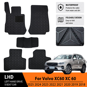 Tapis de sol auto pliables 5D sur mesure pour <span class=keywords><strong>Volvo</strong></span> XC60 <span class=keywords><strong>XC</strong></span> 60 2018-2025, tapis de voiture imperméables et résistants aux rayures - Product Image 1