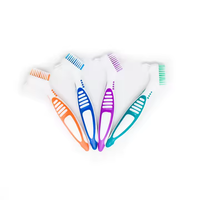 Brosse à prothèses en plastique OEM à double tête colorée en nylon dur