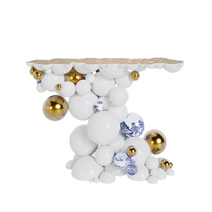 Console d'<span class=keywords><strong>entrée</strong></span> légère en acier inoxydable de style luxe avec conception créative de bulles sphériques irrégulières <span class=keywords><strong>pour</strong></span> - Product Image 6