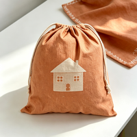 Pochette à cordon en toile avec logo personnalisé, motif dessin animé, écologique et réutilisable, pour appareil photo, objectif, gadgets électroniques, petits objets