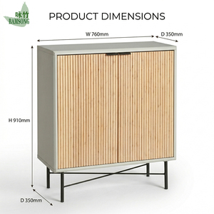 Meuble de rangement moderne pour salon avec portes cannelées en bambou naturel, <span class=keywords><strong>buffet</strong></span> autoportant pour salon, chambre et cuisine - Product Image 2