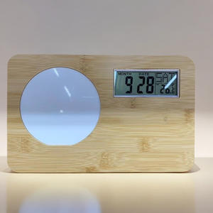 Cadre photo en bois de bambou avec temps et humidité, cadeau de chevet à la maison - Product Image 3