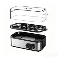 Cuiseur à œufs électrique en acier inoxydable à affichage numérique, cuiseur à riz automatique à quartz, cuiseur vapeur à œufs électrique domestique individuel