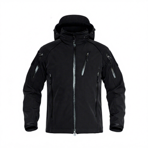 KWICLO Men's Winter <b>Thin</b> Design Bonded Softshell Safari <b>Jacket</b> <b>Waterproof</b> Breathable Windproof with Stand Collar Single Button - Product Image 1