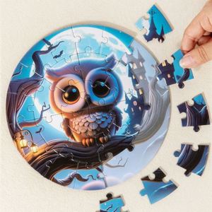 Boys Girls Birthday Christmas <b>Gift</b> Idea Toys Unique Round Shaped Magnetic Wooden Jigsaw Animal Puzzles - Product Image 4